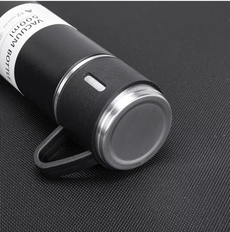 500ml Vacuum Thermos Flask With 2 Cups Gift Set - Stainless Steel