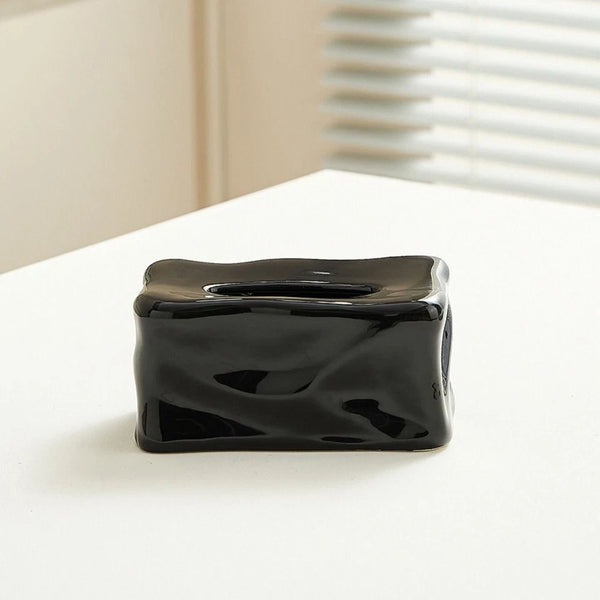 "Luxury Gold Tissue Box Holder – Modern Glossy Decorative Napkin Dispenser for Living Room & Office"